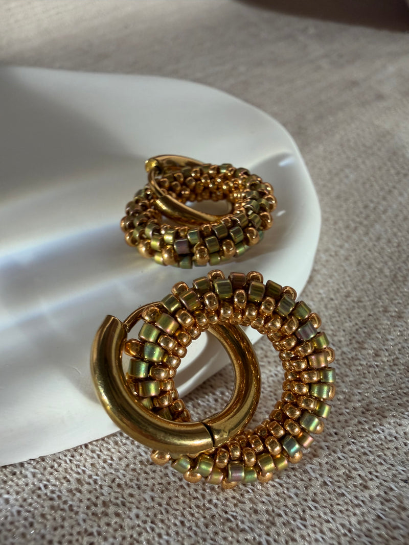 Náušnice IRIS 24k Gold Green